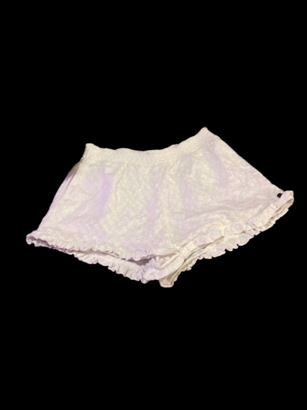 Roxy Woman’s White Embroidered Ruffle Elastic Waistband Shorts Sz S